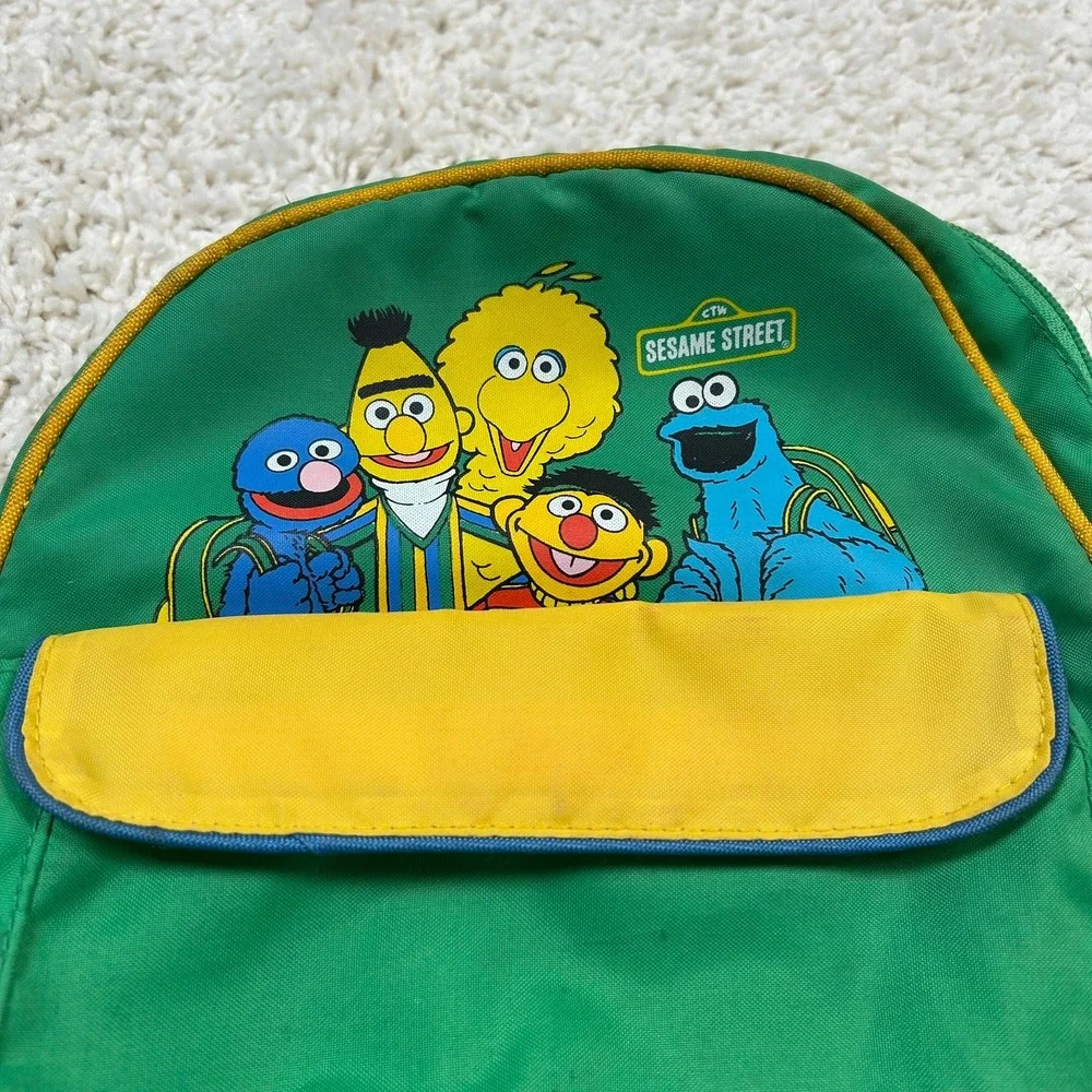 Fisher-Price Backpack Kids Green Vintage 1985 Sesame Street Characters 9352